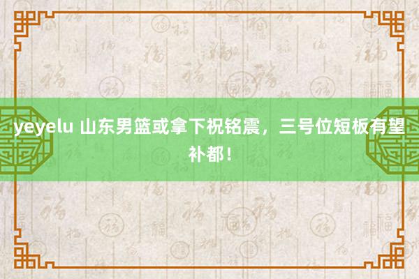 yeyelu 山东男篮或拿下祝铭震，三号位短板有望补都！