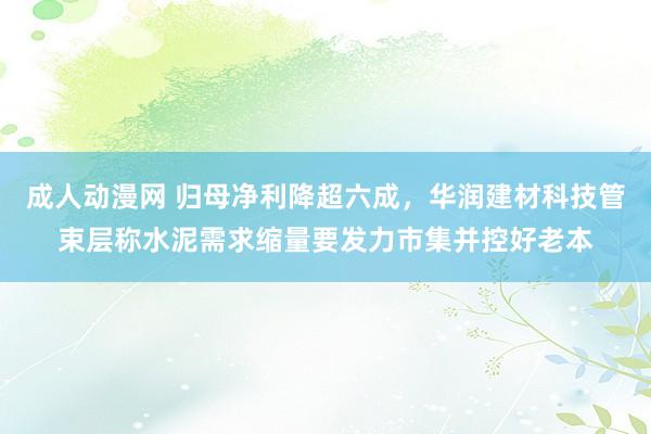 成人动漫网 归母净利降超六成，华润建材科技管束层称水泥需求缩量要发力市集并控好老本